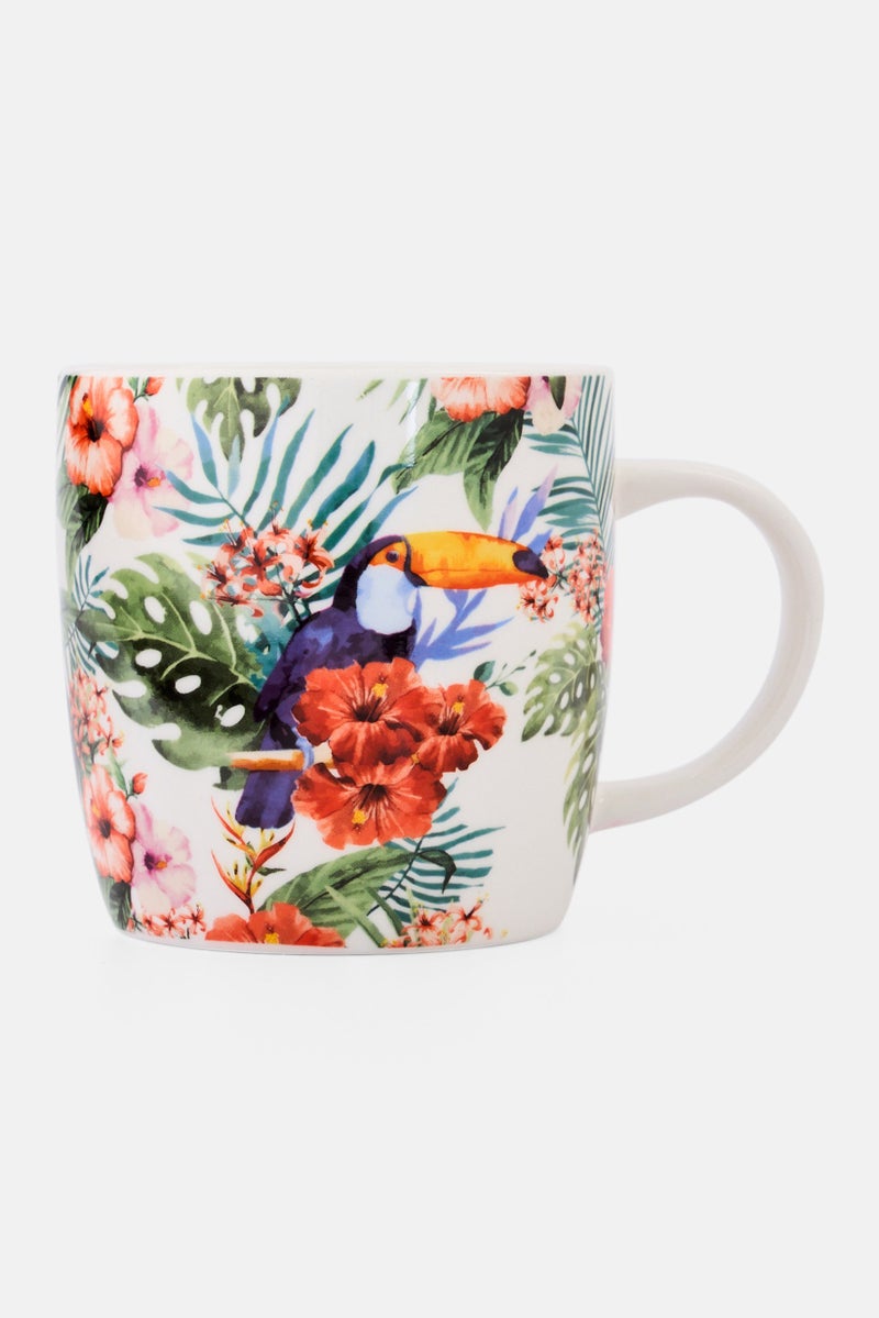 KitchenCraft Ceramic Floral Print Barrel Shaped Mug 425ml, Multicolor - Image 1